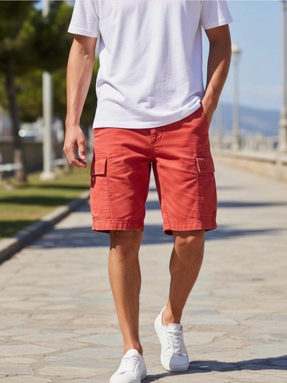 U.S. Polo Assn. Coral Cargo Shorts for Men